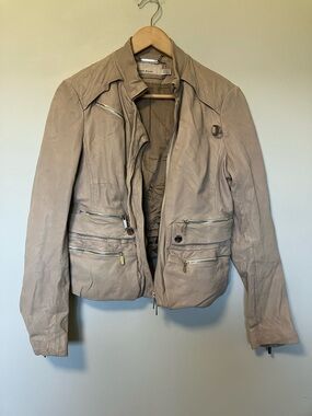 Karen Millen Cream Taupe Leather Jacket